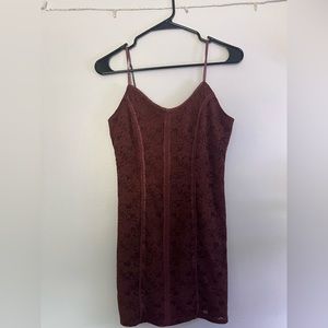 Forever21 Brown Lace Seam Mini Dress